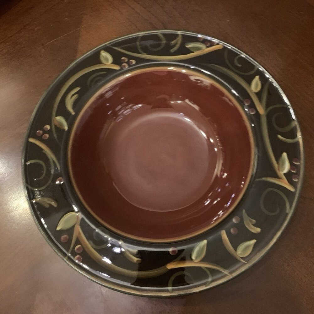Chocolate Berries Hand-Painted 9” Bowl by DEMDACO - Red